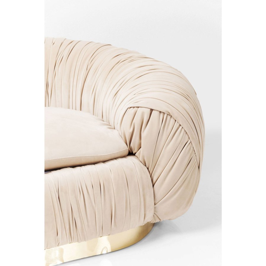 KARE DESIGN Perugia Sofa – cremefarbener Stoff mit Vorhängen und goldenem Stahl, 2 Pers.