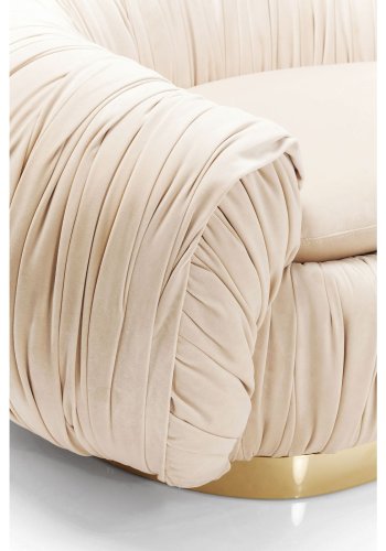KARE DESIGN Perugia Sofa – cremefarbener Stoff mit Vorhängen und goldenem Stahl, 2 Pers.