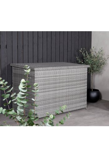 
VENTURE DESIGN amazon hyndeboks - rektangulær grå rattan og stål, vannavvisende
