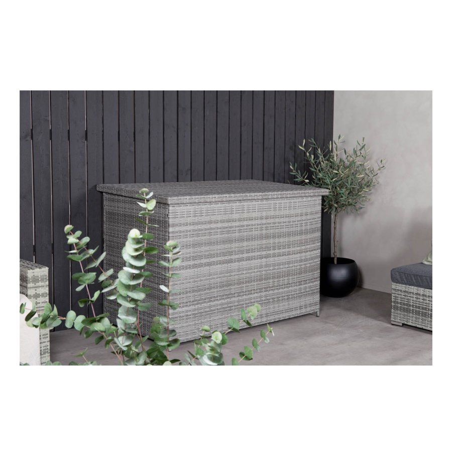 
VENTURE DESIGN amazon hyndeboks - rektangulær grå rattan og stål, vannavvisende
