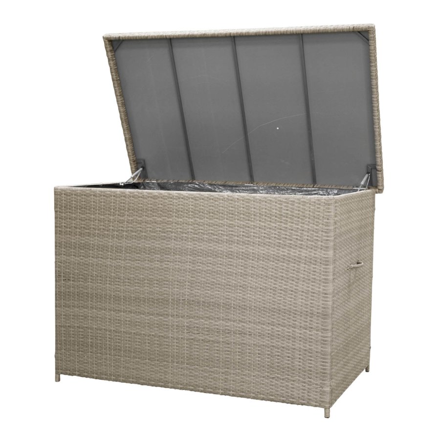 
VENTURE DESIGN Amazon udendørs hyndeboks - rektangulær, natur rattan og stål, vandafvisende
