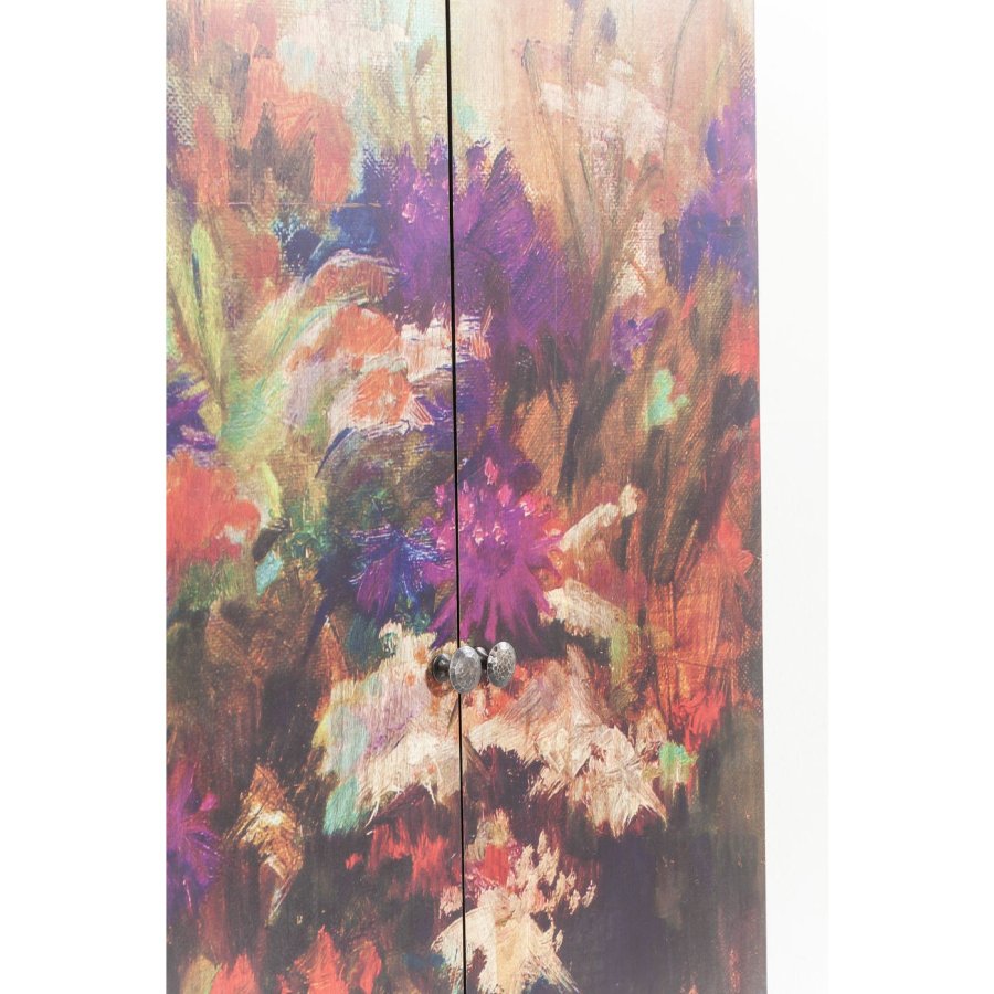 KARE DESIGN Fleur skab - mangotr m. multifarvet blomstermotiv, m. 2 lger og 5 hylder