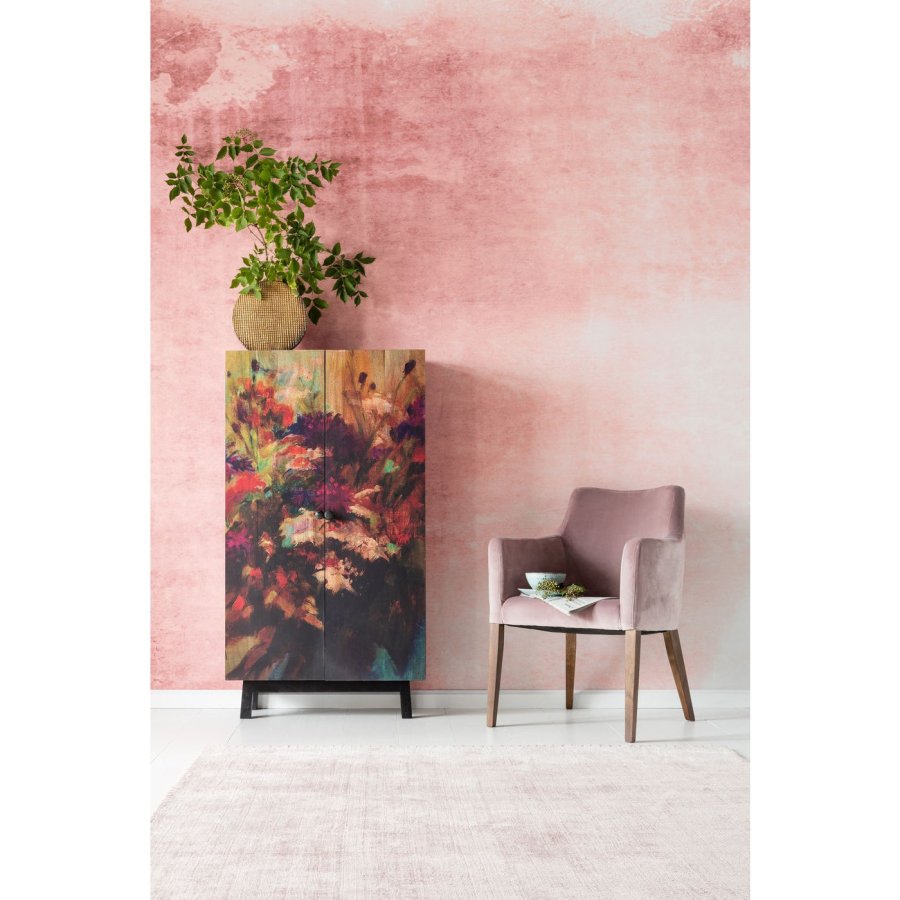 KARE DESIGN Fleur skab - mangotr m. multifarvet blomstermotiv, m. 2 lger og 5 hylder