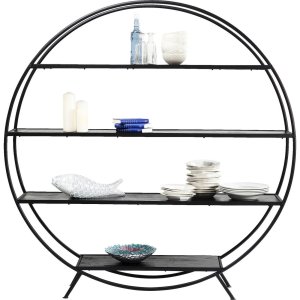 KARE DESIGN Mason reol - sort stl og sort mangotr, rund (180x175)