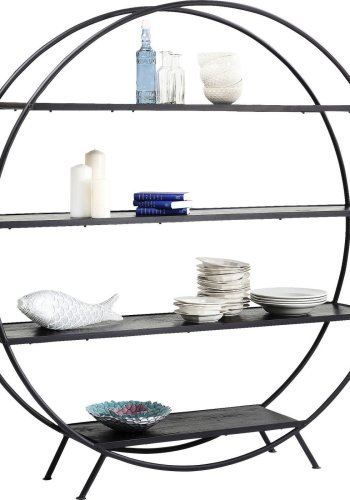 KARE DESIGN Mason Bokhylla - Svart Stl och Svart Mangotr, Rund (180 x 175 cm)