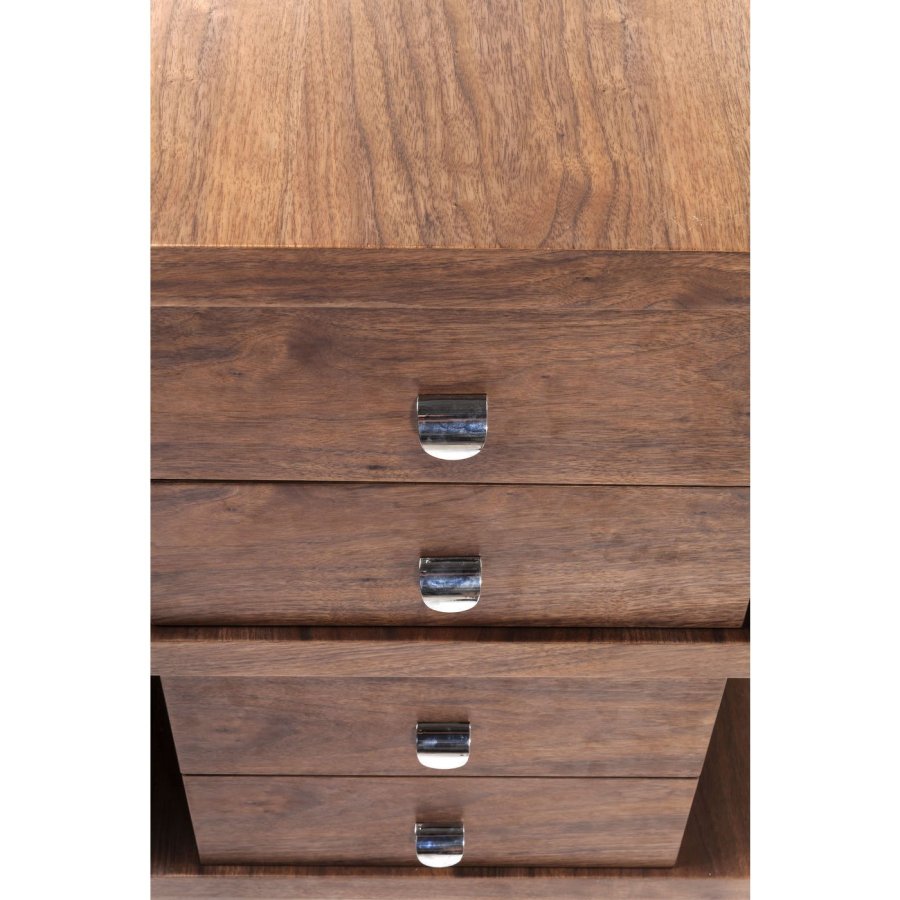 KARE DESIGN Soft Snake skrivebord - valnddefarvet tr, m. 4 skuffer (150x70)