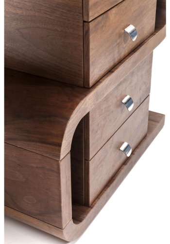 KARE DESIGN Soft Snake skrivebord - valnddefarvet tr, m. 4 skuffer (150x70)