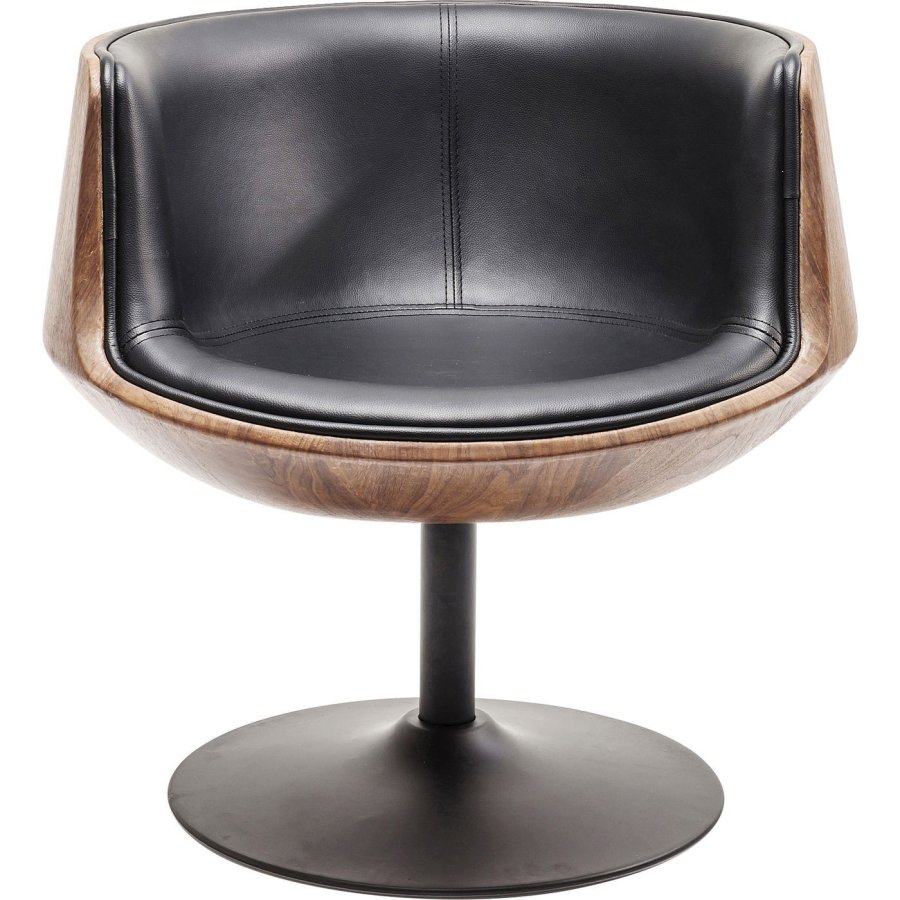 KARE DESIGN Swivel Club 54 lnestol - valnd, sort kunstlder og stlstel, m. drejefunktion