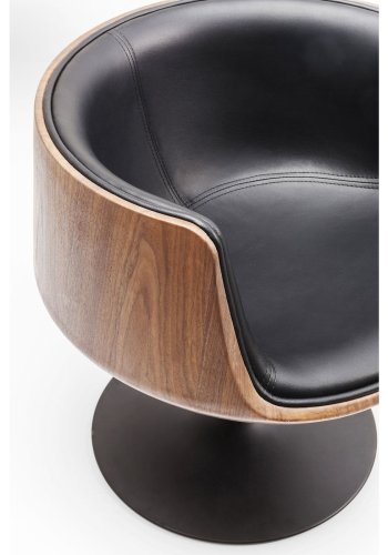 KARE DESIGN Swivel Club 54 lnestol - valnd, sort kunstlder og stlstel, m. drejefunktion
