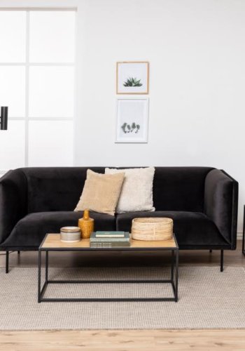 ACT NORDIC Seaford Couchtisch, rechteckig – natürliches Wildeichenpapier und schwarzer Stahl (100x50)