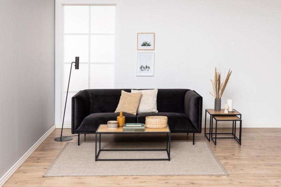 ACT NORDIC Seaford Couchtisch, rechteckig – natürliches Wildeichenpapier und schwarzer Stahl (100x50)