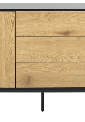ACT NORDIC Seaford sknk - natur papir vildeg og sort MDF/metal, m. 1 lge og 3 skuffer