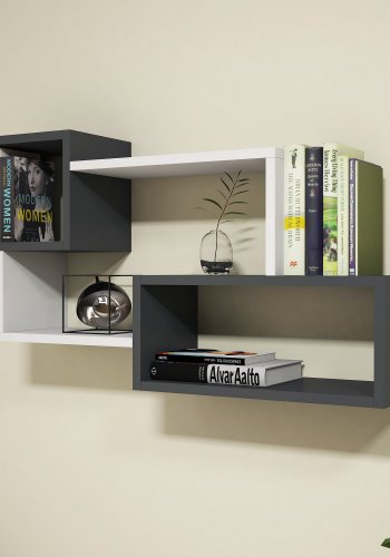 NORDVRK Afro vegghylle - hvit og antrasittgr melamin