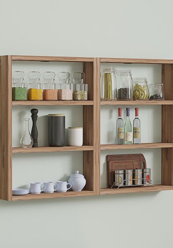 NORDVRK PR1 vegghylle, med 6 rom - Atlantisk furu melamin