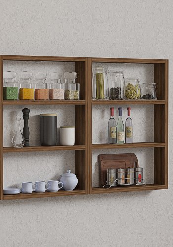 NORDVRK PR1 vegghylle, med 6 rom - valntt melamin