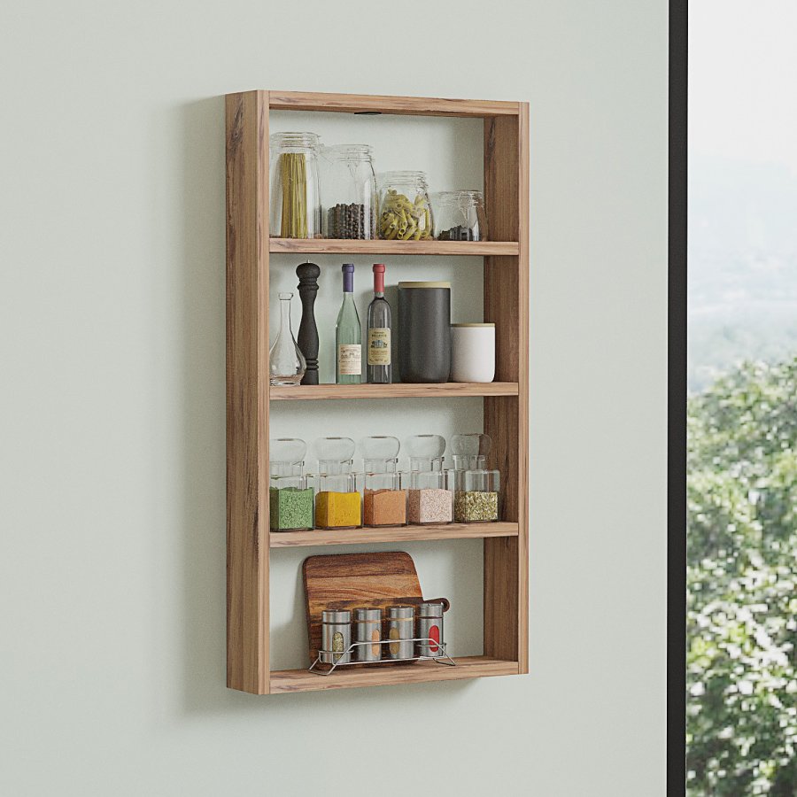 NORDVRK PR1 vegghylle, med 4 rom - Atlantisk furu melamin