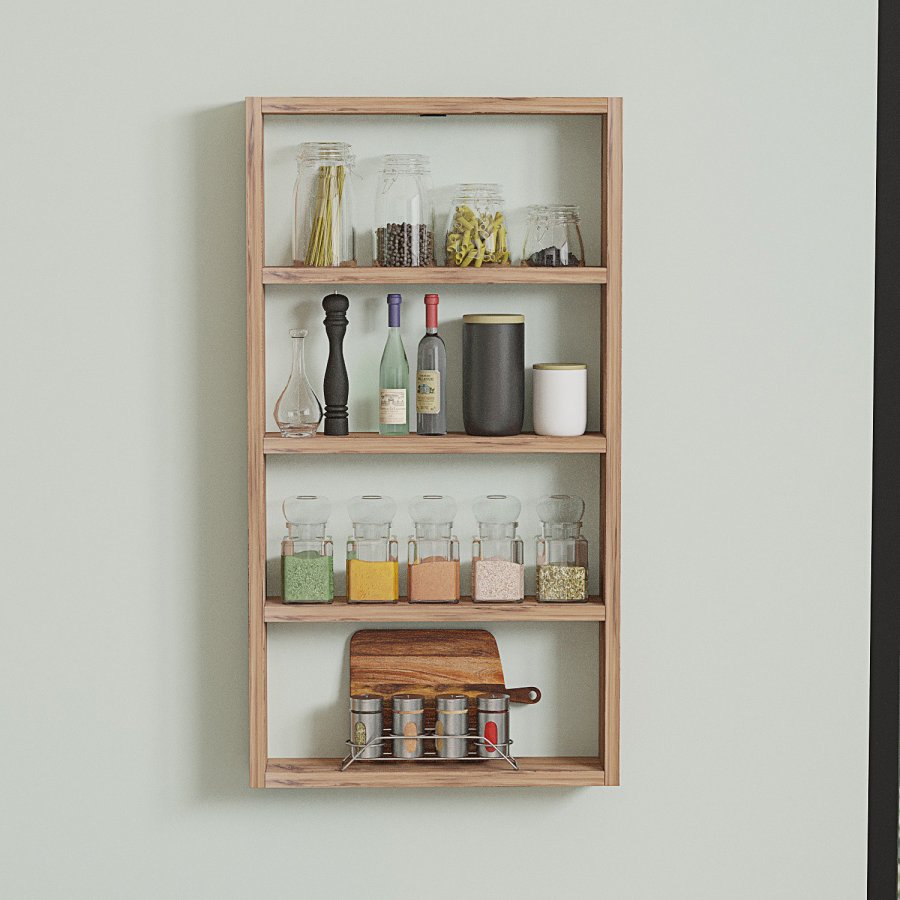 NORDVRK PR1 vegghylle, med 4 rom - Atlantisk furu melamin