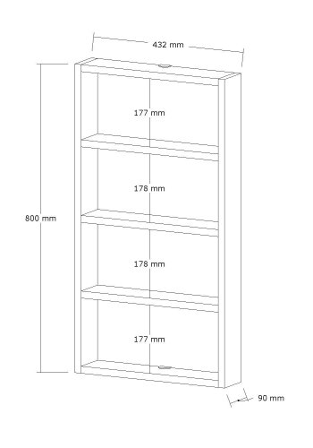 NORDVRK PR1 vegghylle, med 4 rom - Atlantisk furu melamin