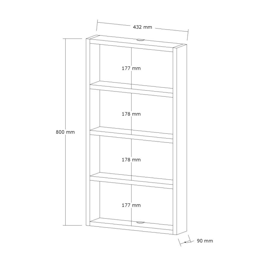 NORDVRK PR1 vegghylle, med 4 rom - Atlantisk furu melamin