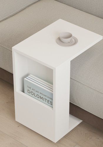 NORDVRK Star sidebord, m. magasinholder - hvit melamin (30x40)