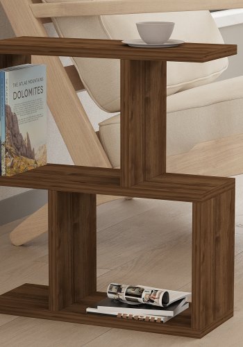 NORDVRK Zet sidebord, m hyller - valnttmelamin (45x17)