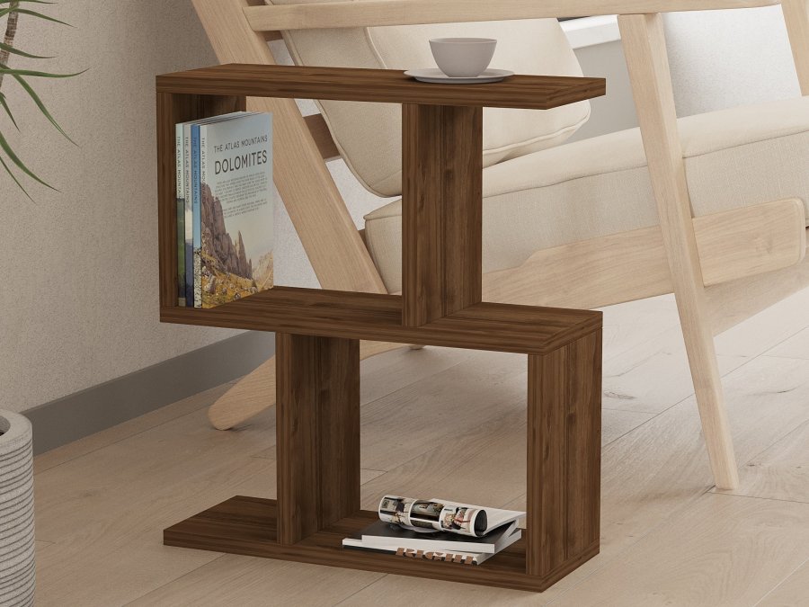 NORDVRK Zet sidebord, m hyller - valnttmelamin (45x17)