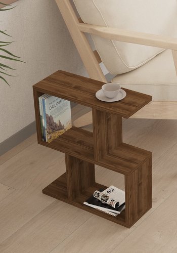 NORDVRK Zet sidebord, m hyller - valnttmelamin (45x17)