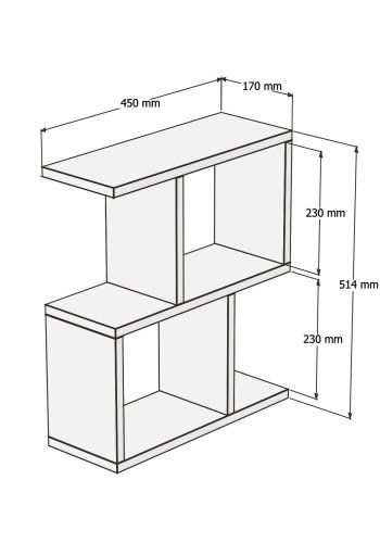 NORDVRK Zet sidebord, m hyller - valnttmelamin (45x17)
