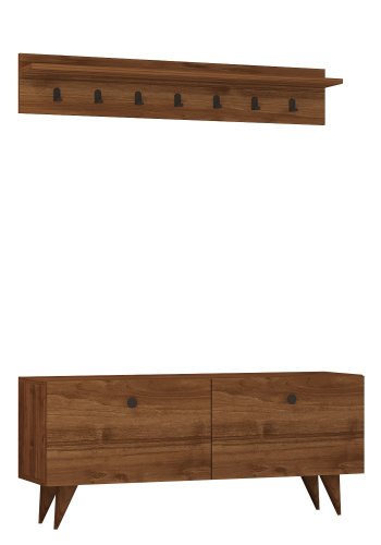 FUNZI LIVING Rupa entrsett, med hattehylle og skap - valnttfarget melamin