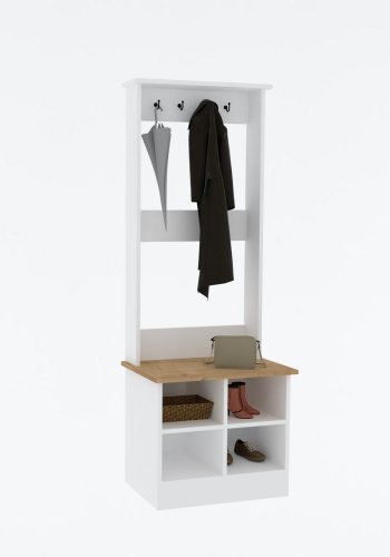 FUNZI LIVING Mare inngangssett, med 4 kroker og 4 rom - hvit melamin