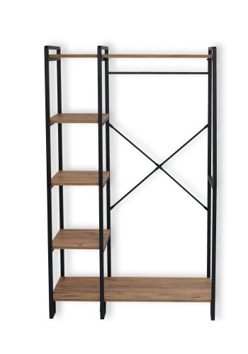 FUNZI LIVING Rex entresett, med 1 klesstang og 5 hyller - naturlig melamin og svart metall