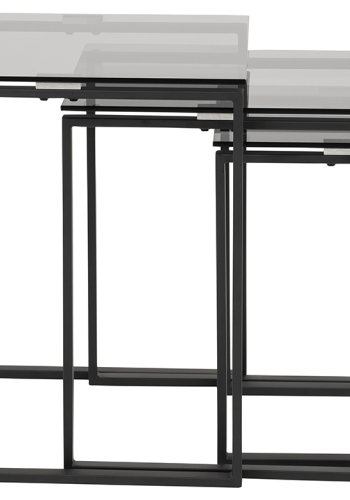 ACT NORDIC Katrine Satztische - Rauchglas/Schwarzglas/Metall, quadratisch (3er-Set)