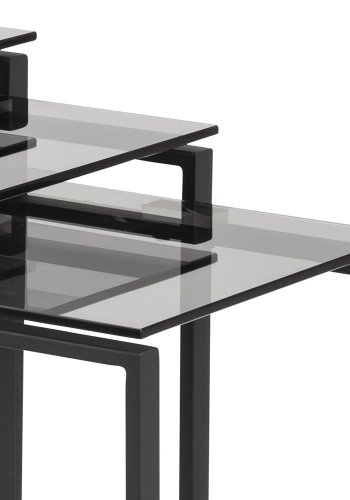 ACT NORDIC Katrine Satztische - Rauchglas/Schwarzglas/Metall, quadratisch (3er-Set)
