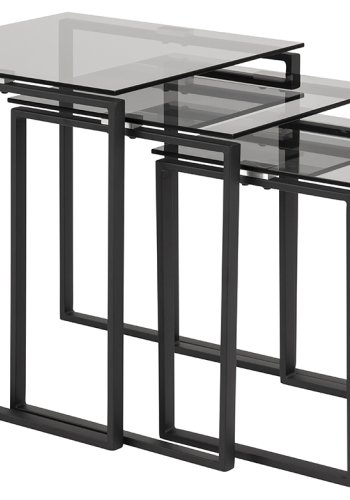 ACT NORDIC Katrine Satztische - Rauchglas/Schwarzglas/Metall, quadratisch (3er-Set)