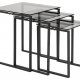 ACT NORDIC Katrine Satztische - Rauchglas/Schwarzglas/Metall, quadratisch (3er-Set)