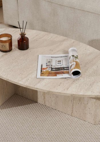 NORDVRK Orba sofabord, oval - travertin melamin (120x65)