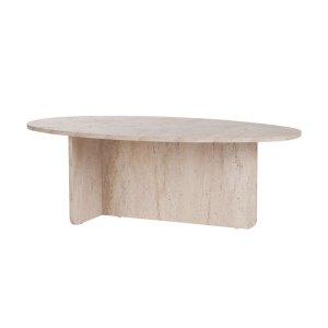 NORDVÄRK Orba sofabord, oval - travertin melamin (120x65)