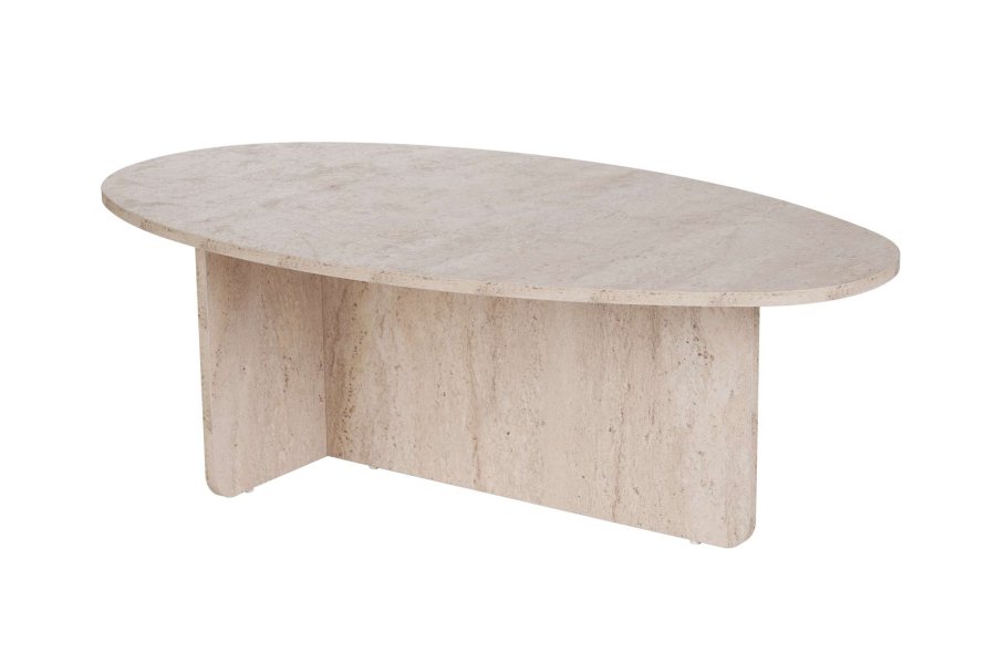 NORDVRK Orba sofabord, oval - travertin melamin (120x65)