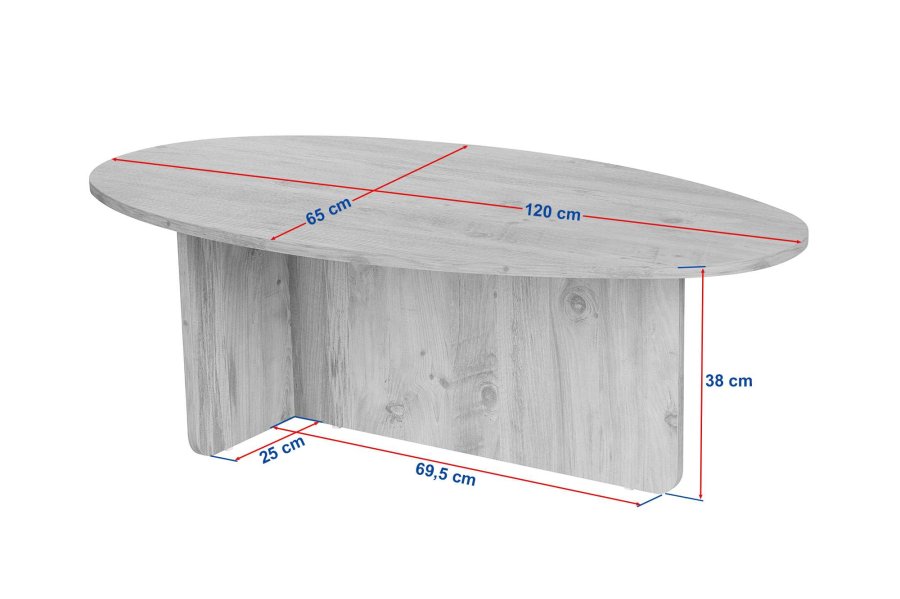 NORDVRK Orba sofabord, oval - eg melamin (120x65)