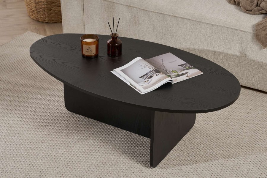 NORDVRK Orba sofabord, oval - sort tr melamin (120x65)