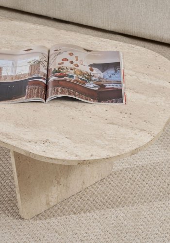 NORDVRK Ovalis sofabord, rektangulr - travertin melamin (130x65)