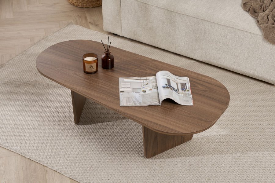 NORDVRK Ovalis sofabord, rektangulr - valnd melamin (130x65)