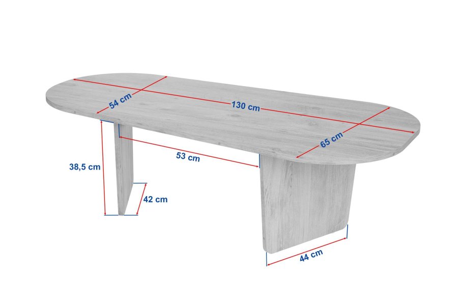 NORDVRK Ovalis sofabord, rektangulr - valnd melamin (130x65)