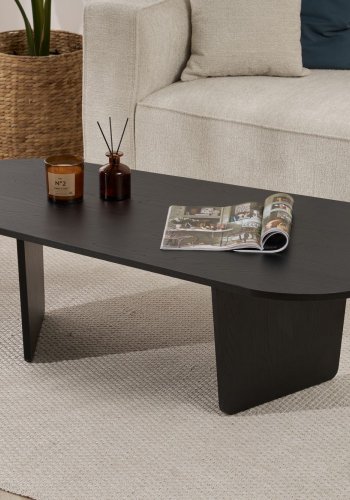 NORDVRK Ovalis sofabord, rektangulr - sort tr melamin (130x65)