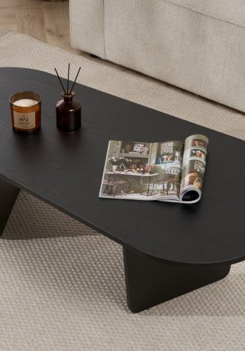 NORDVRK Ovalis sofabord, rektangulr - sort tr melamin (130x65)