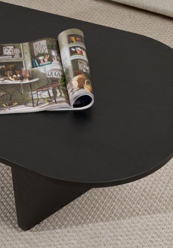NORDVRK Ovalis sofabord, rektangulr - sort tr melamin (130x65)