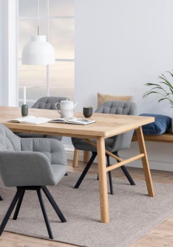 ACT NORDIC Galway benk, m. fiskebein, rektangulr - naturlig eikefiner og eik (200x36)