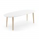 KAVE HOME ovalt Oakland spisebord, med uttrekk - hvit MDF og naturlig bketre (140(220)x90) 