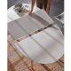 KAVE HOME ovalt Oakland spisebord, med uttrekk - hvit MDF og naturlig bketre (140(220)x90) 