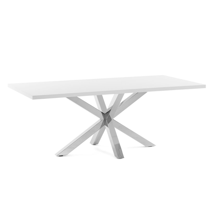 KAVE HOME rektangulrt Arya spisebord - hvit melamin og slvstl (200x100) 